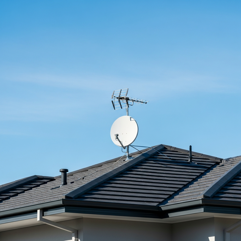 Modern home with satellite installation